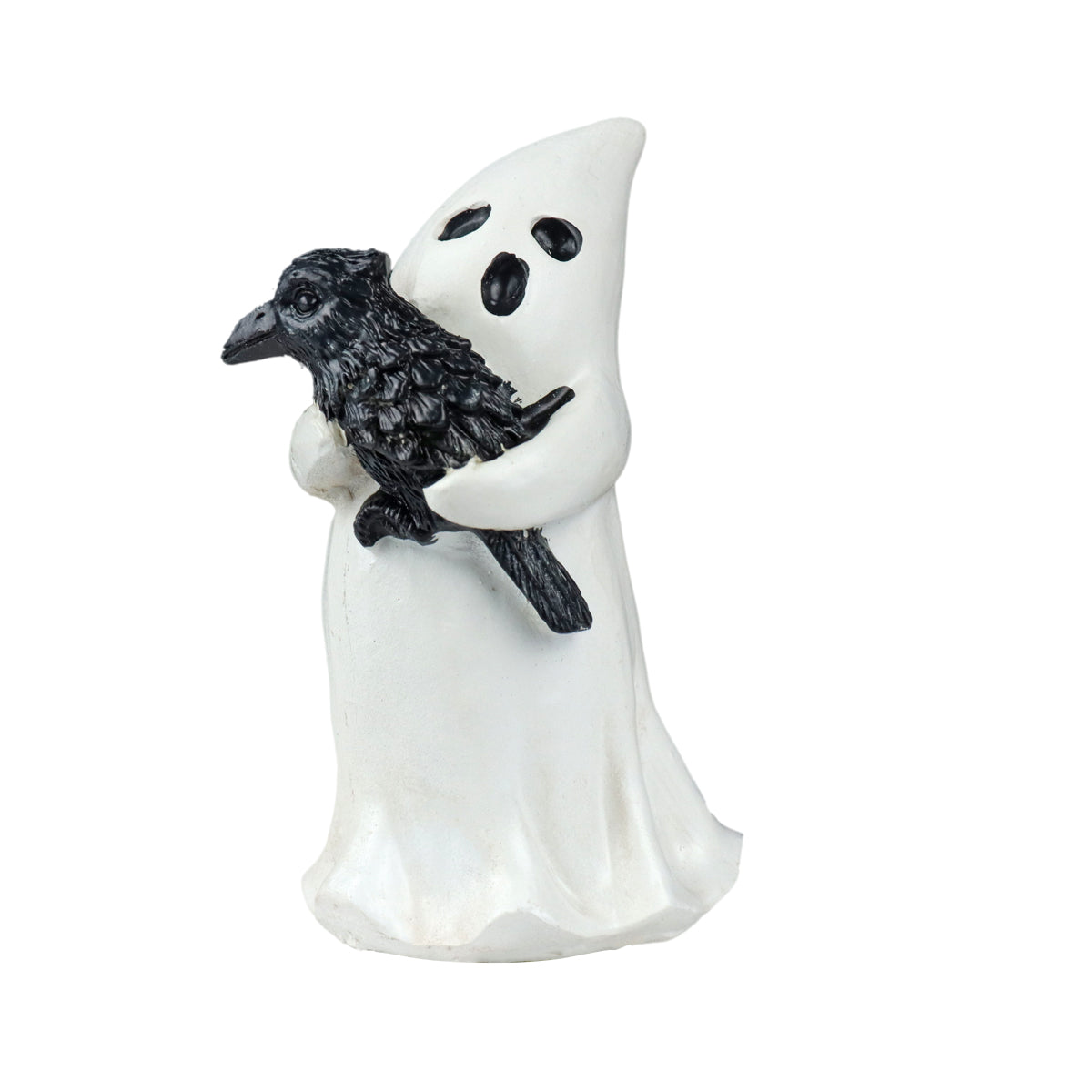 Figura Decorativa en Forma de Fantasma Sosteniendo un Cuervo