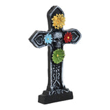 Cruz de Poliresina con Decoración de Calavera