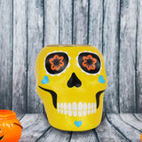 Portavela con Diseño de Calavera de Dulce color Amarillo