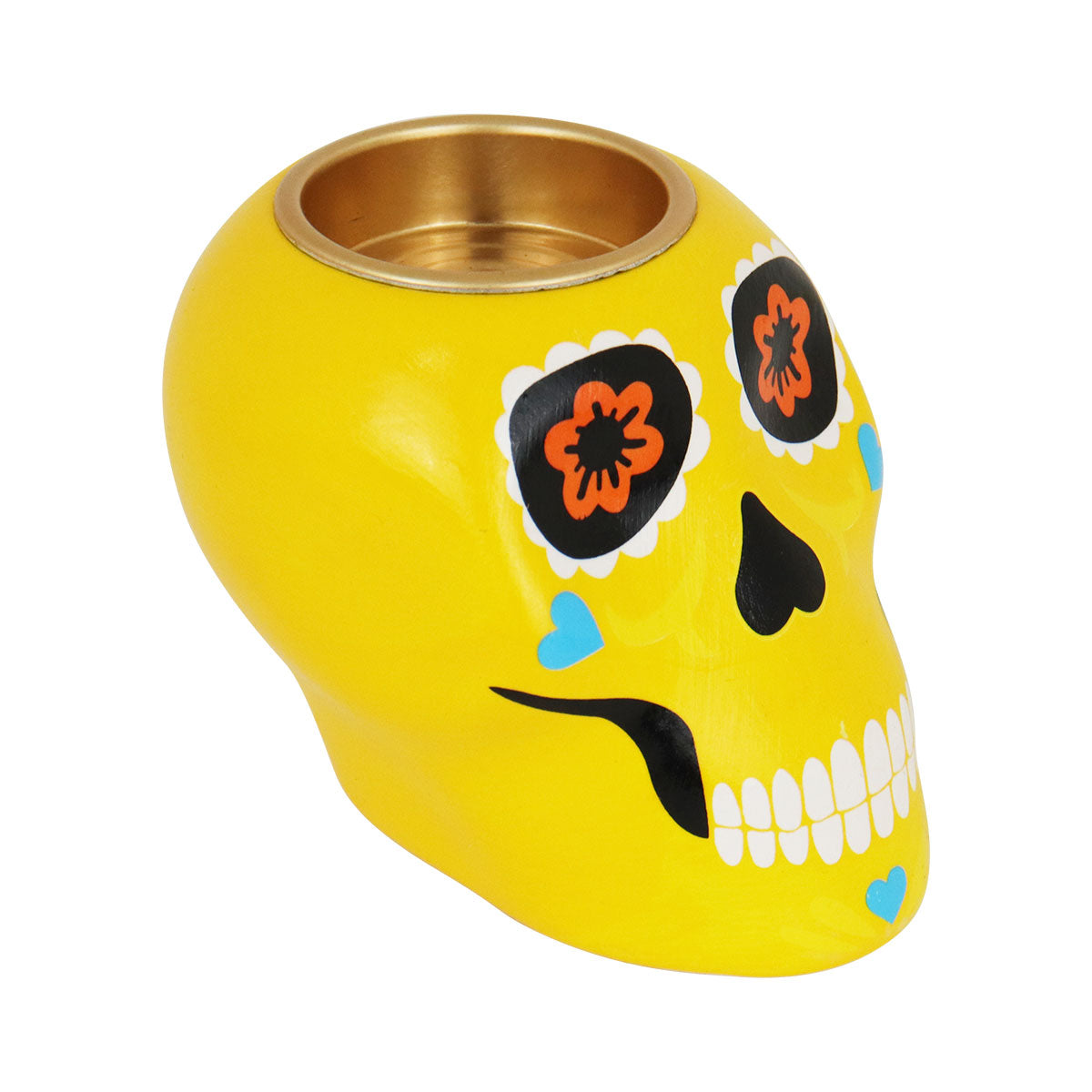 Portavela con Diseño de Calavera de Dulce color Amarillo