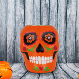 Portavela con Diseño de Calavera de Dulce color Naranja