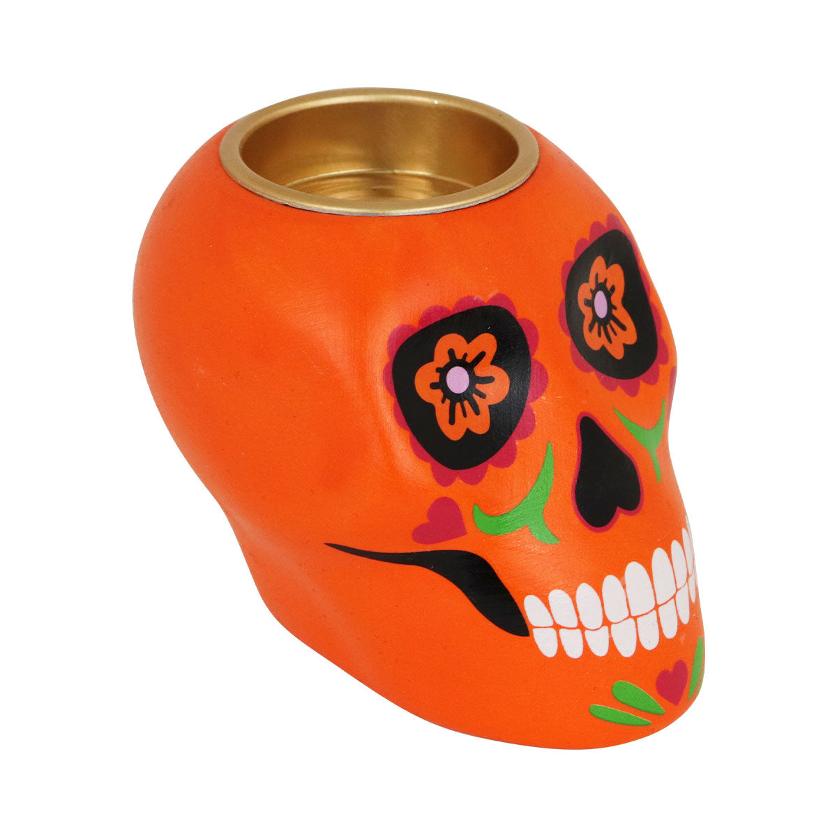 Portavela con Diseño de Calavera de Dulce color Naranja