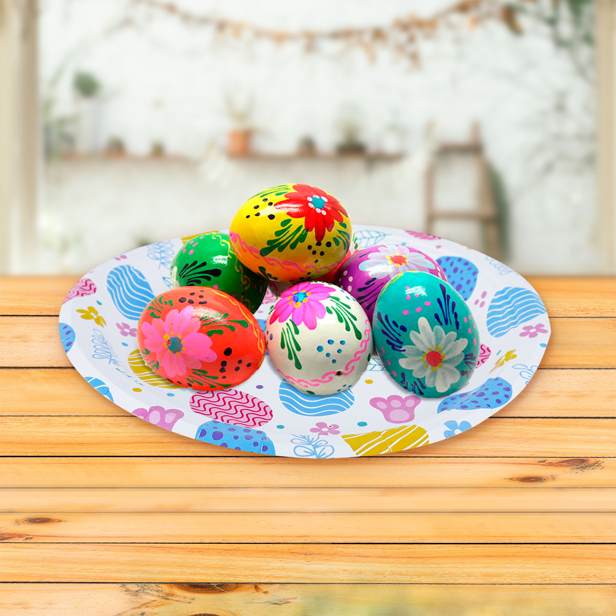 Platos de Desechables con Diseño de Pascua, color Blanco