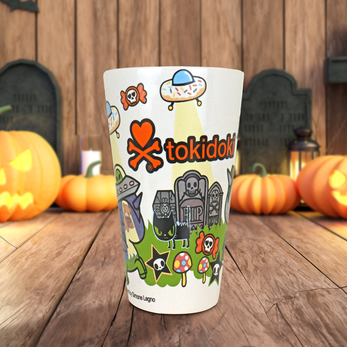 Taza de Cerámica Tokidoki con Diseño de Halloween, color Blanco