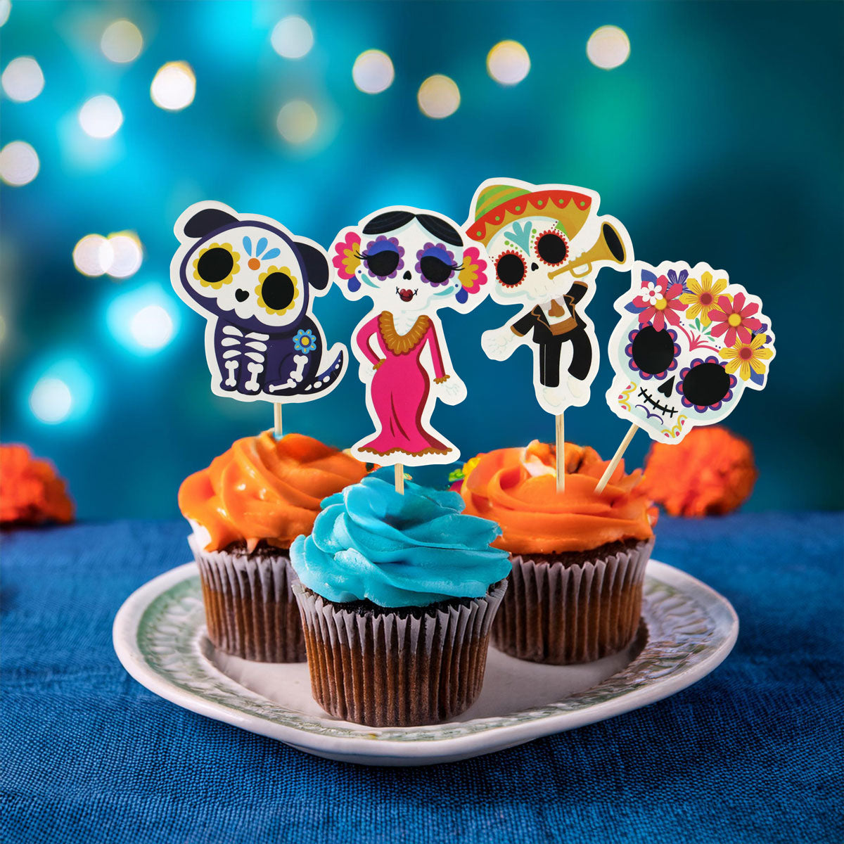 Palillos con Diseños de Día de Muertos, 4pzas