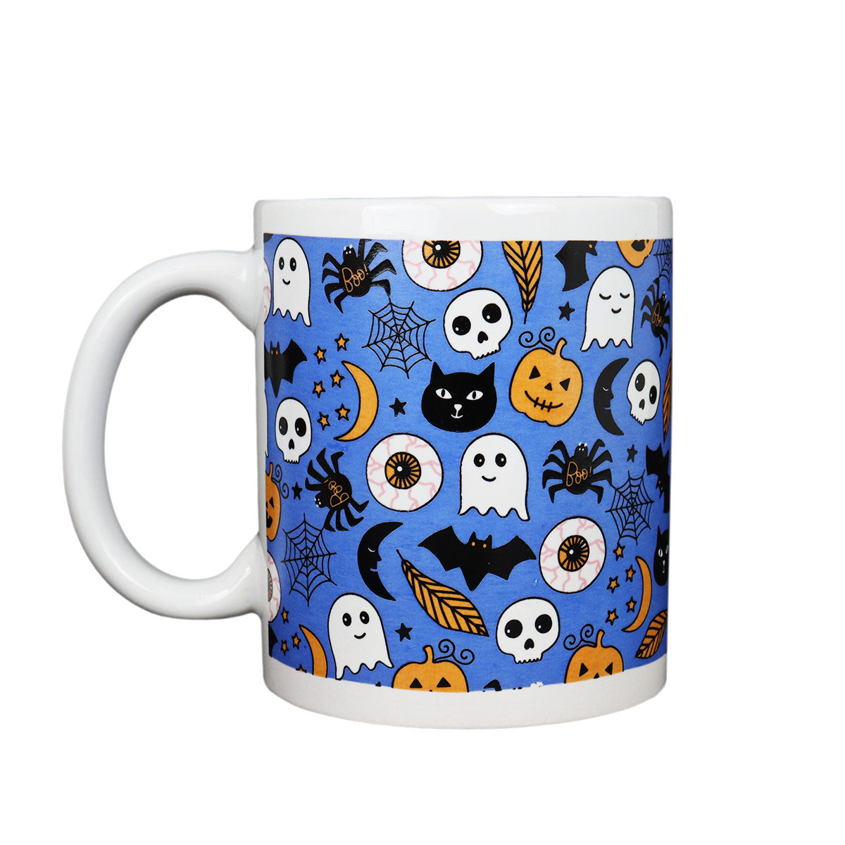 Taza de Cerámica color Azul Rey con Diseño de Halloween