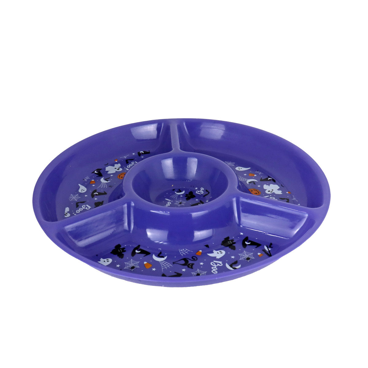 Plato color Morado con 4 Divisiones para Halloween