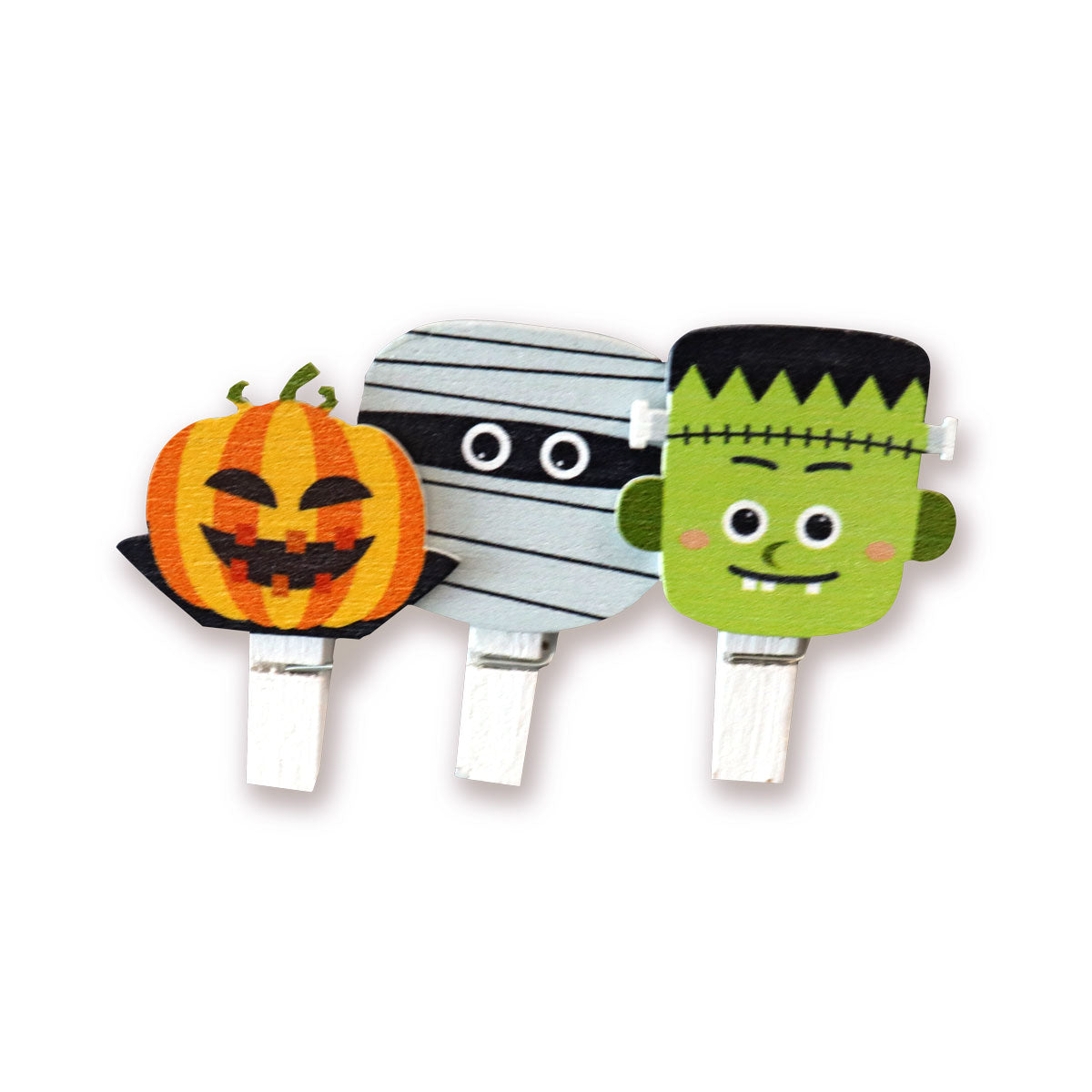 Mini Clips de Madera con Diseño de Halloween