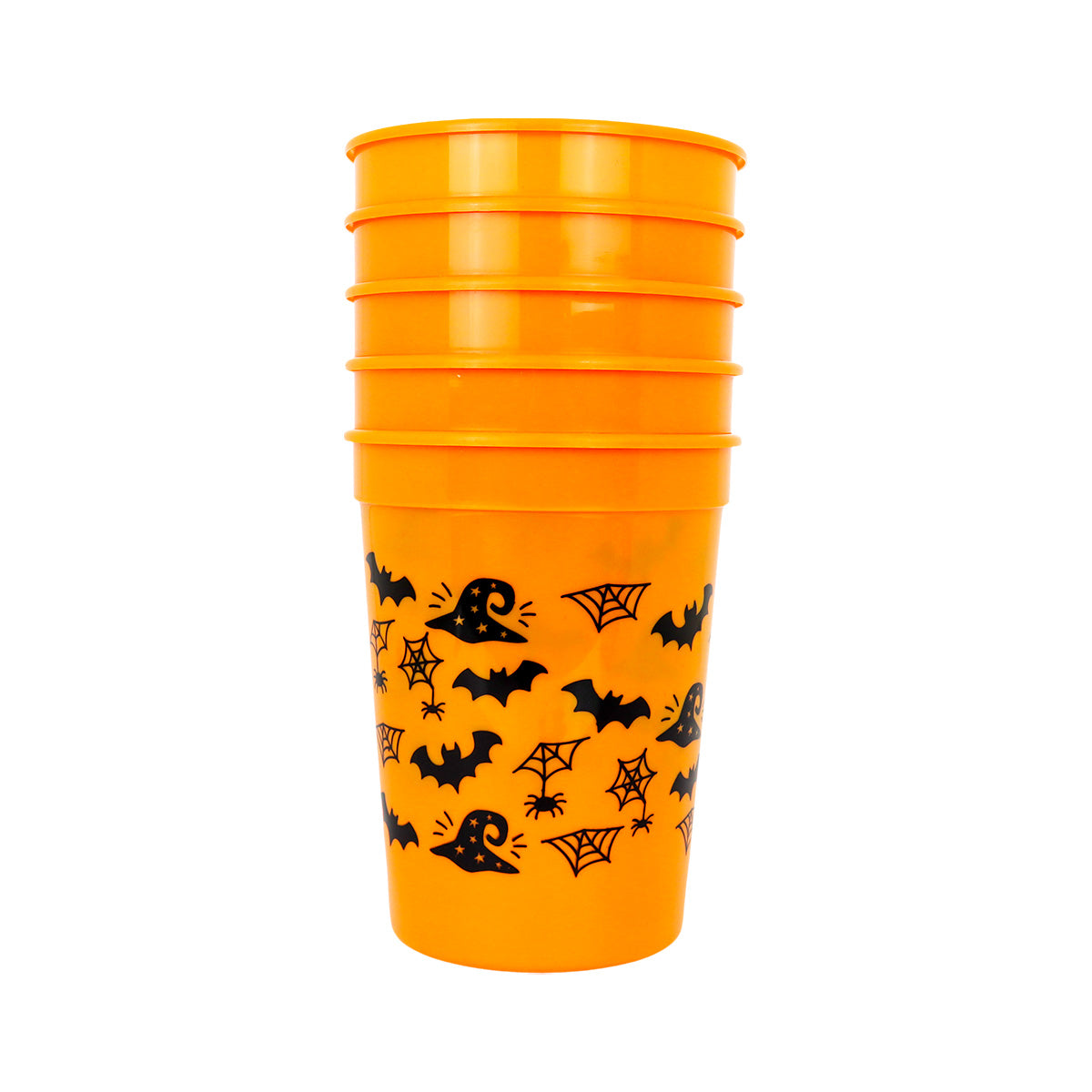 Vasos color Naranja con Diseño de Murciélago 4 piezas