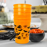 Vasos color Naranja con Diseño de Murciélago 4 piezas