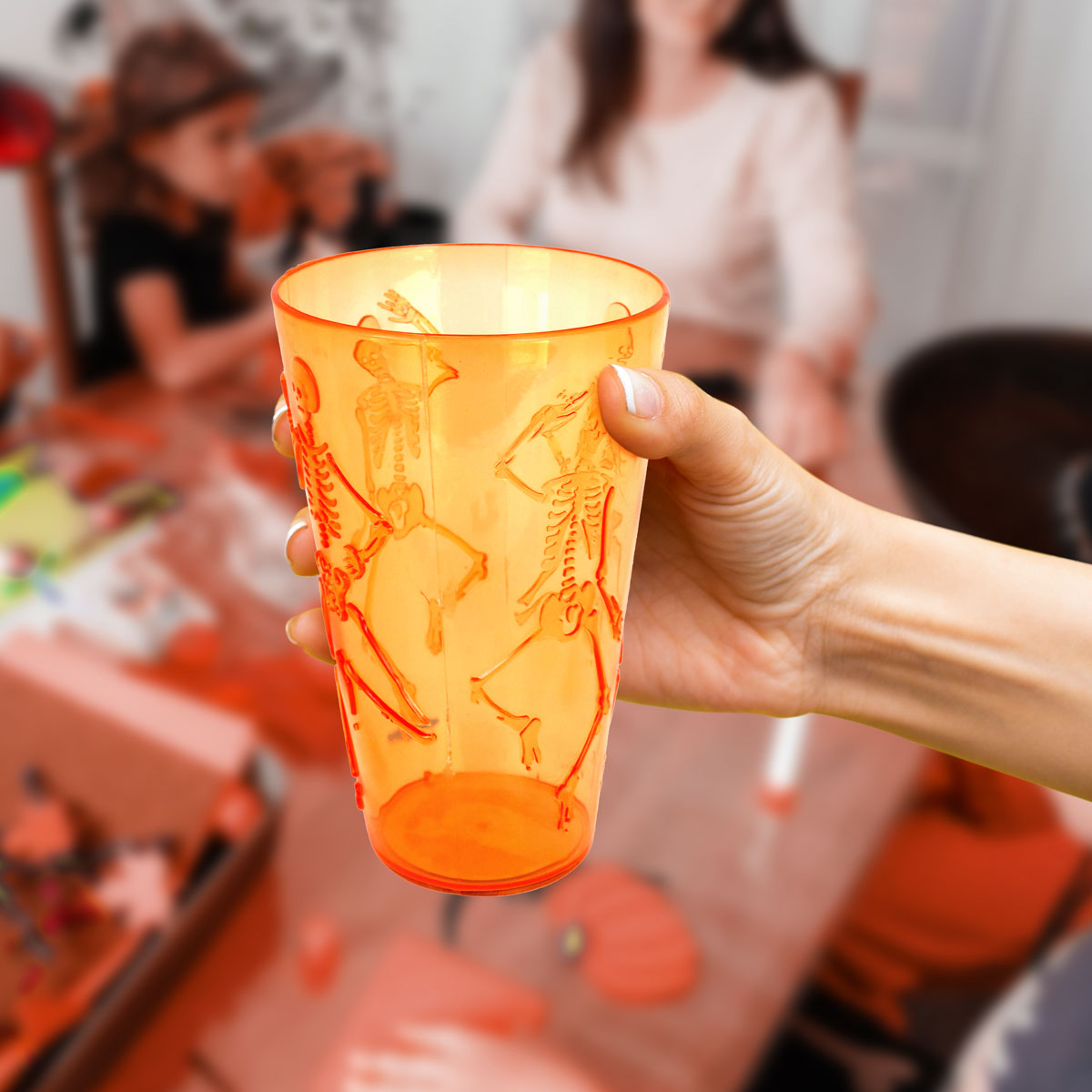 Vaso de Plástico color Naranja con Diseño de Halloween