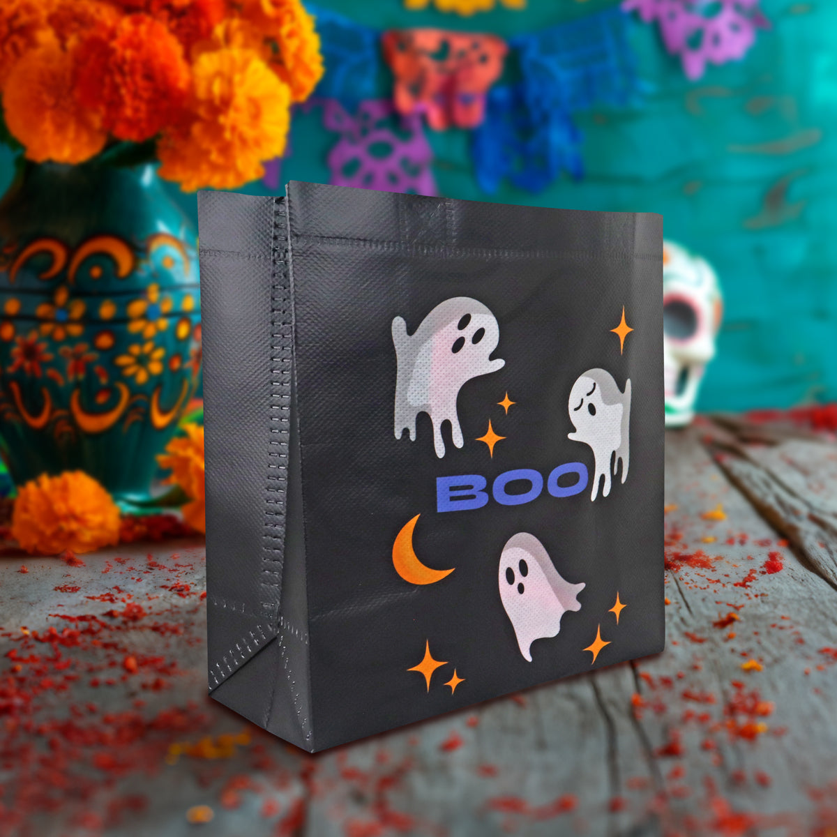 Bolsa de Tela con Estampado de Fantasma para Dulces