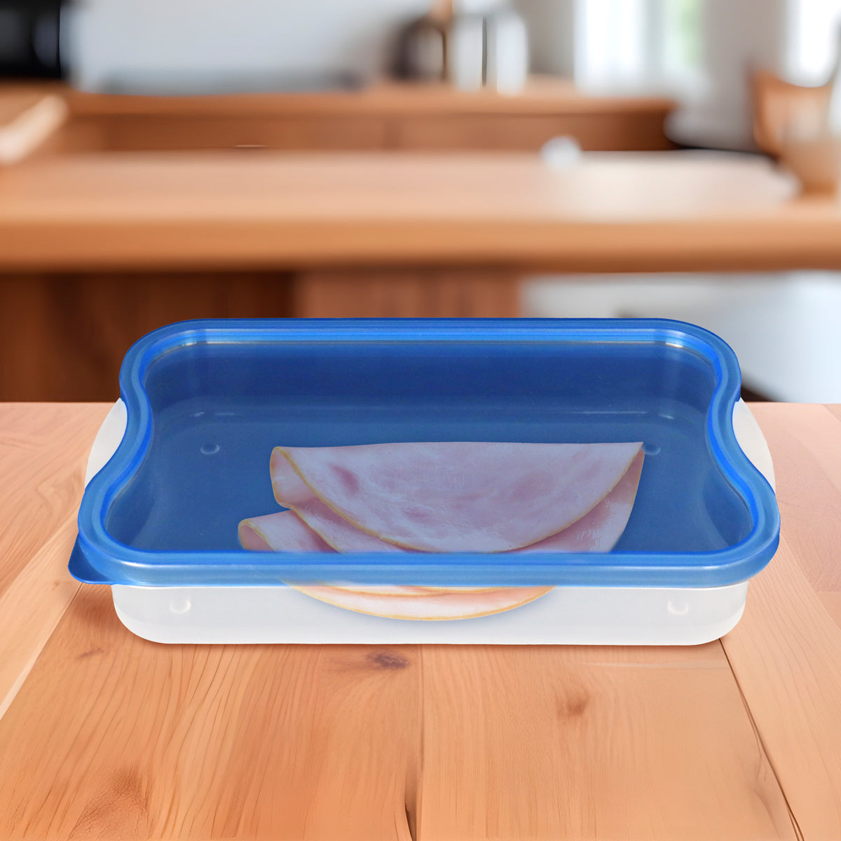 Contenedor Hermético Rectangular 650ml, color Azul