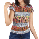 Blusa Juvenil para Dama, color Naranja con Gris