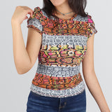 Blusa Juvenil para Dama, color Naranja con Gris