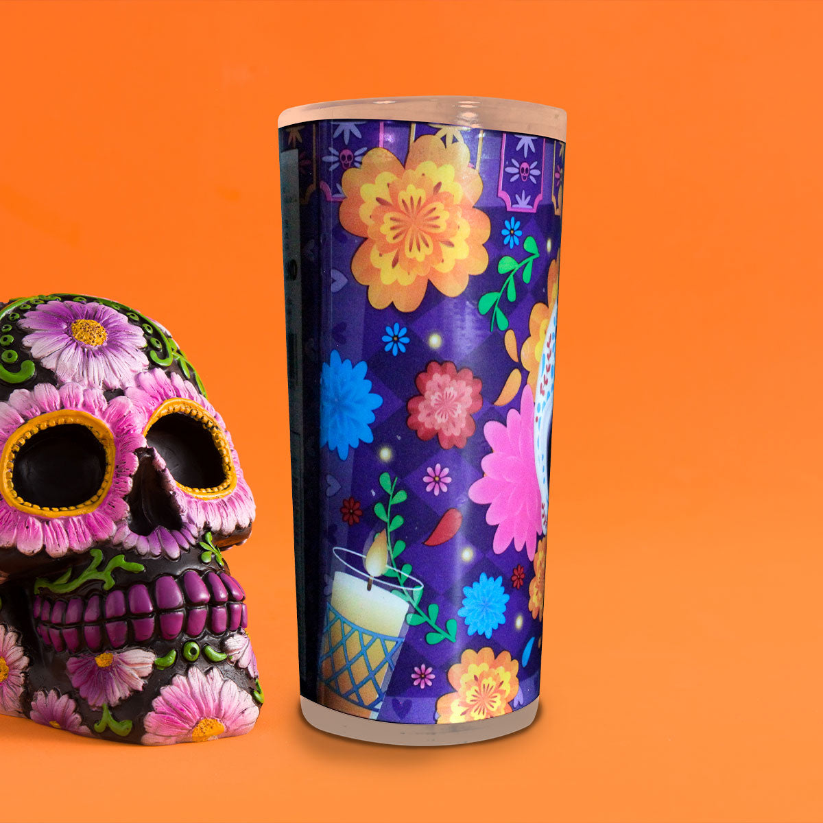 Veladora con Diseño de Calavera para Día de Muertos