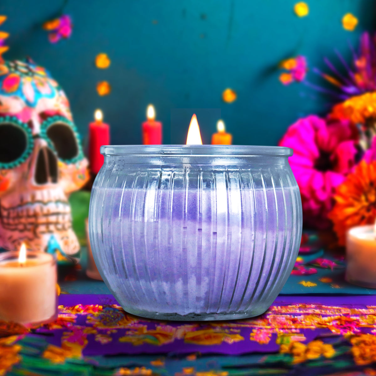 Vela Aromática Especial para Día de Muertos, color Morado