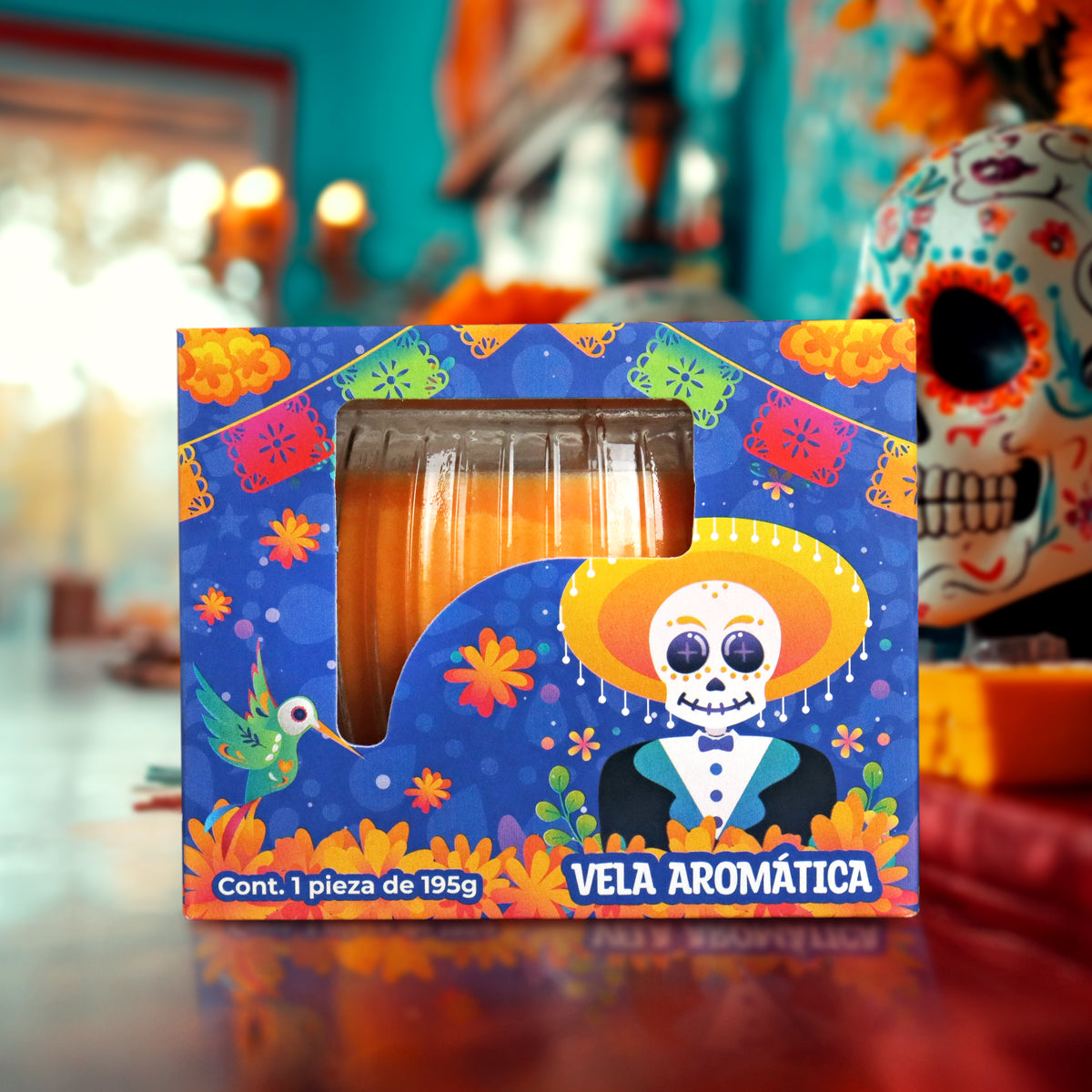 Vela Aromática Especial para Día de Muertos, color Naranja