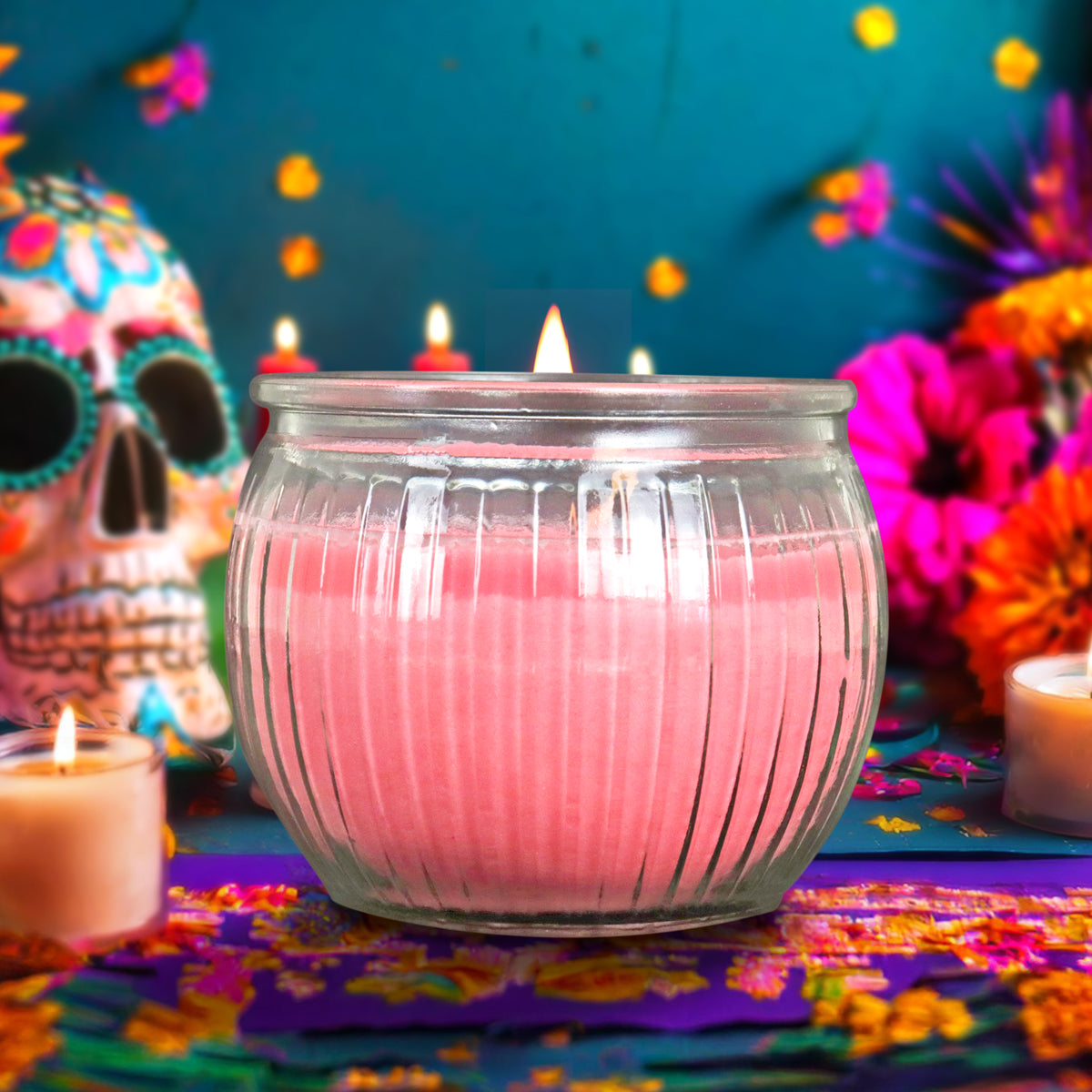 Vela Aromática Especial para Día de Muertos, color Rosa