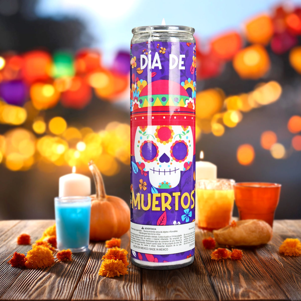 Veladora con Diseño de Calaverita para Día de Muertos