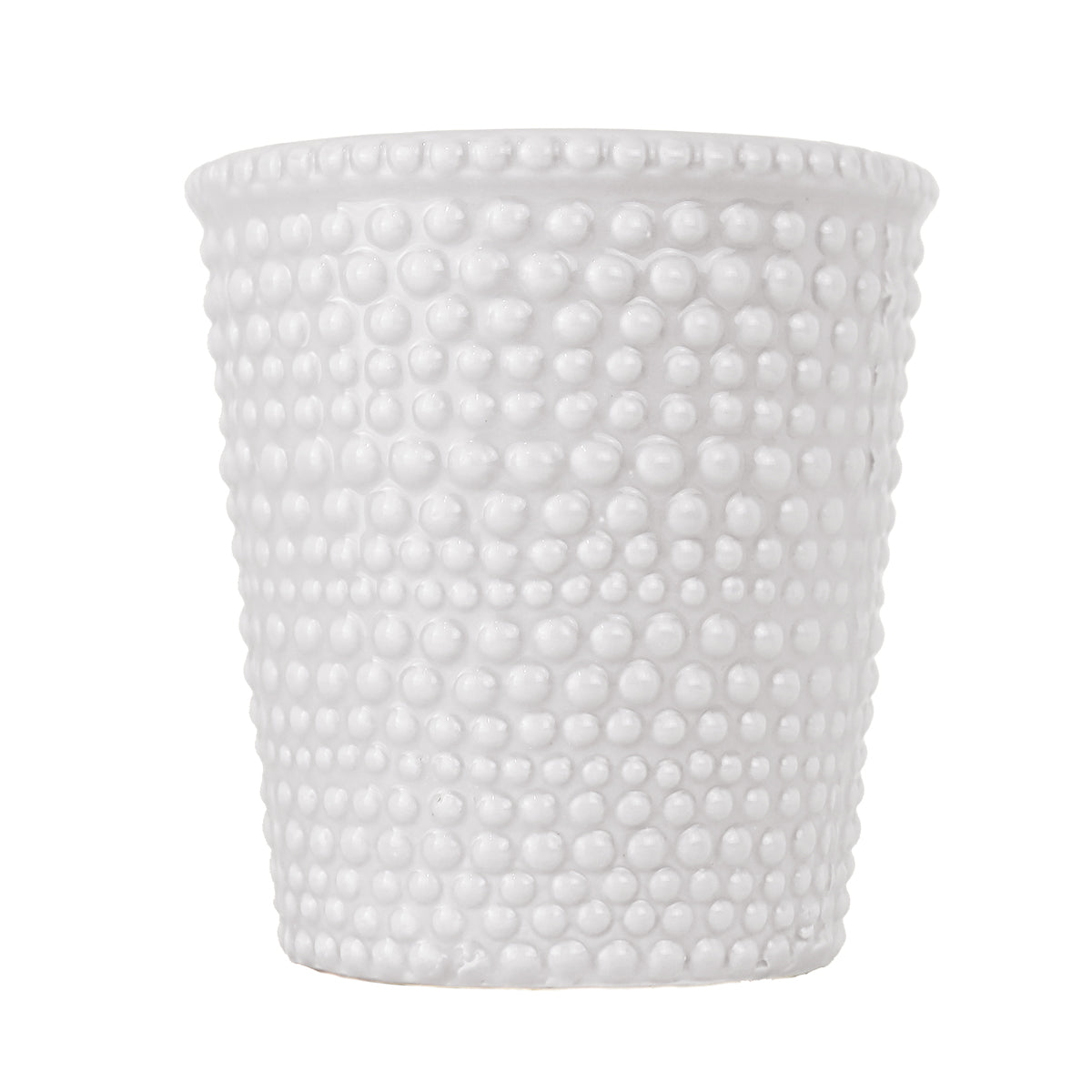 Maceta de Cerámica, Diseño Burbujas, Color Blanco