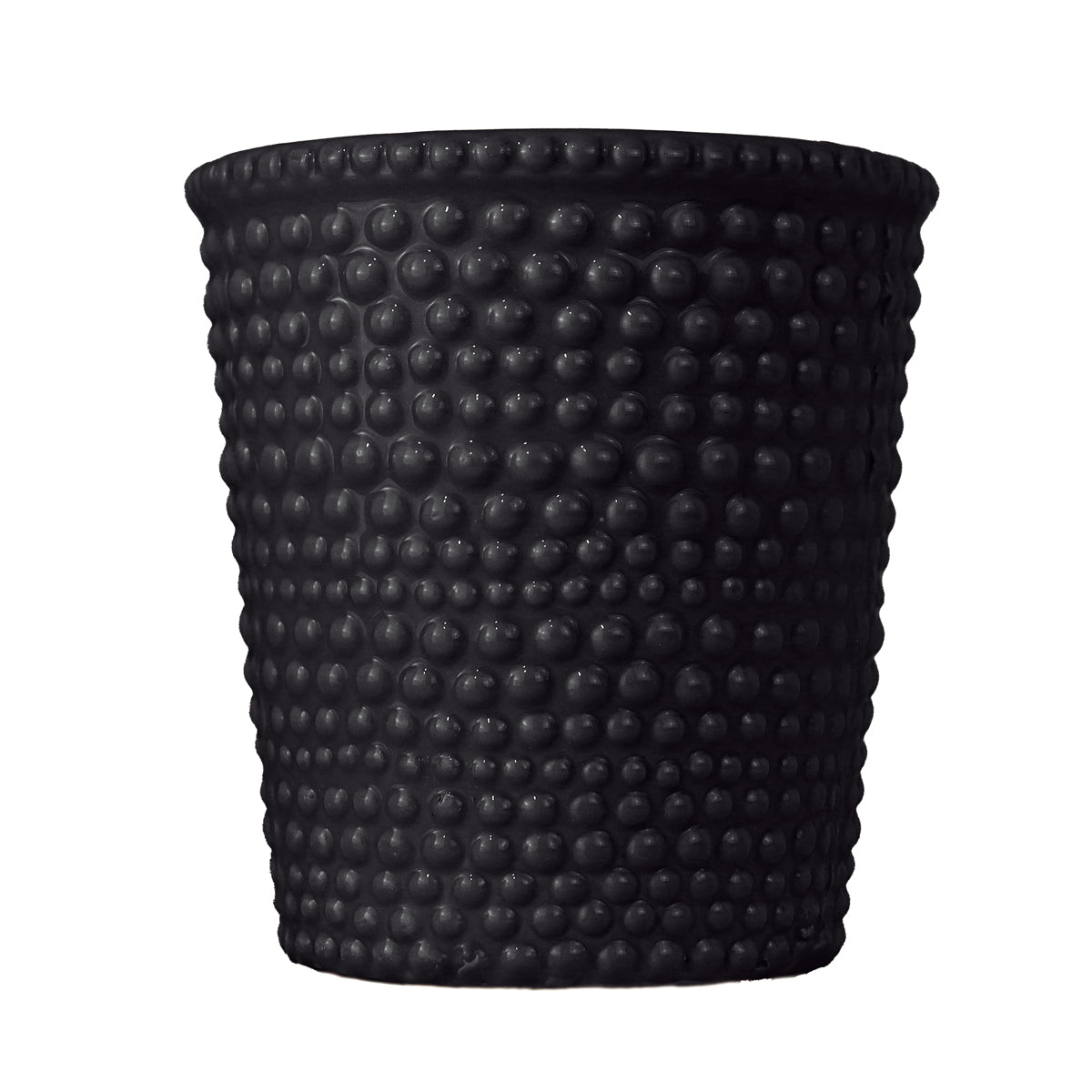 Maceta de Cerámica, Diseño Burbujas, Color Negro