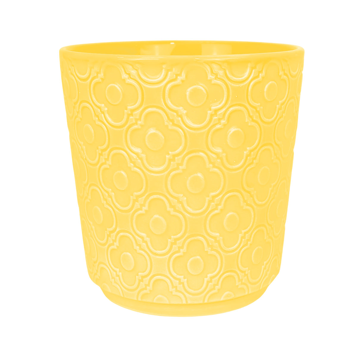 Maceta con Textura Flor, Cerámica, Color Amarillo
