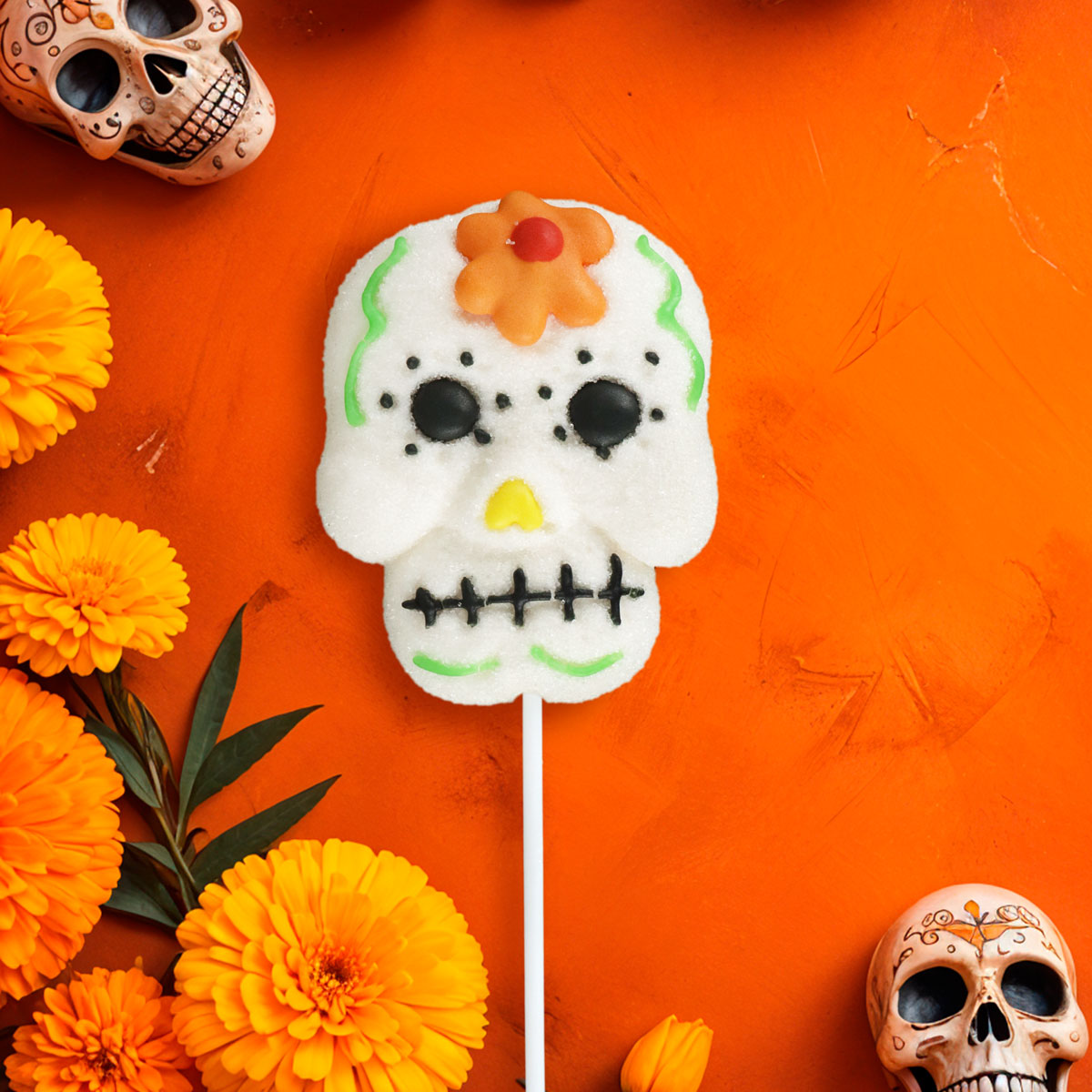 Paleta de Malvavisco con Diseño de Calavera 40gr, Flor