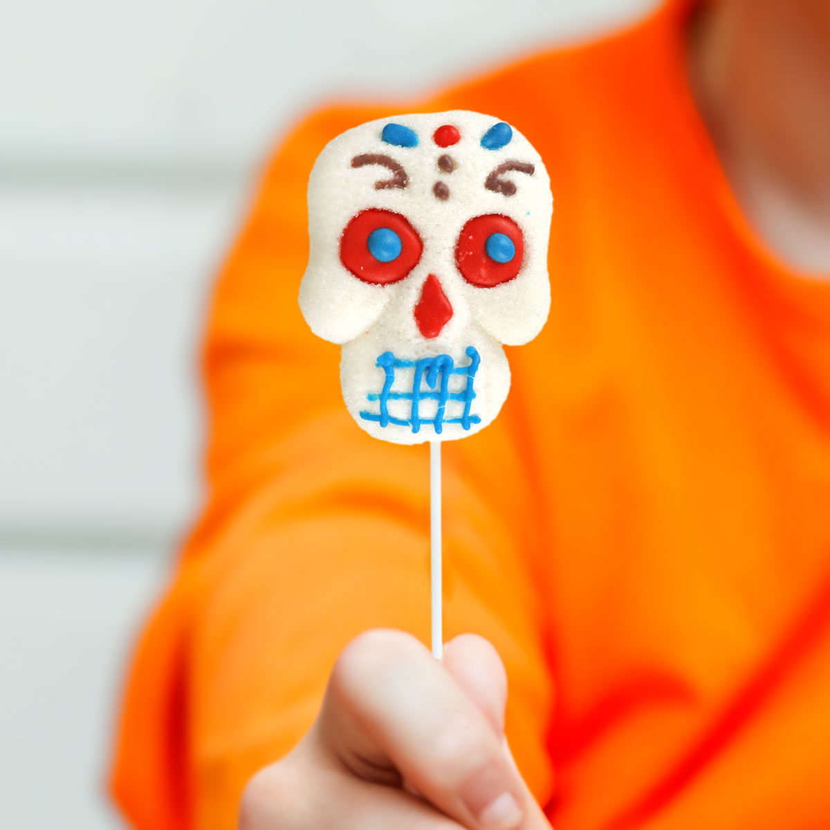 Paleta de Malvavisco con Diseño de Calavera color Azul 40gr.