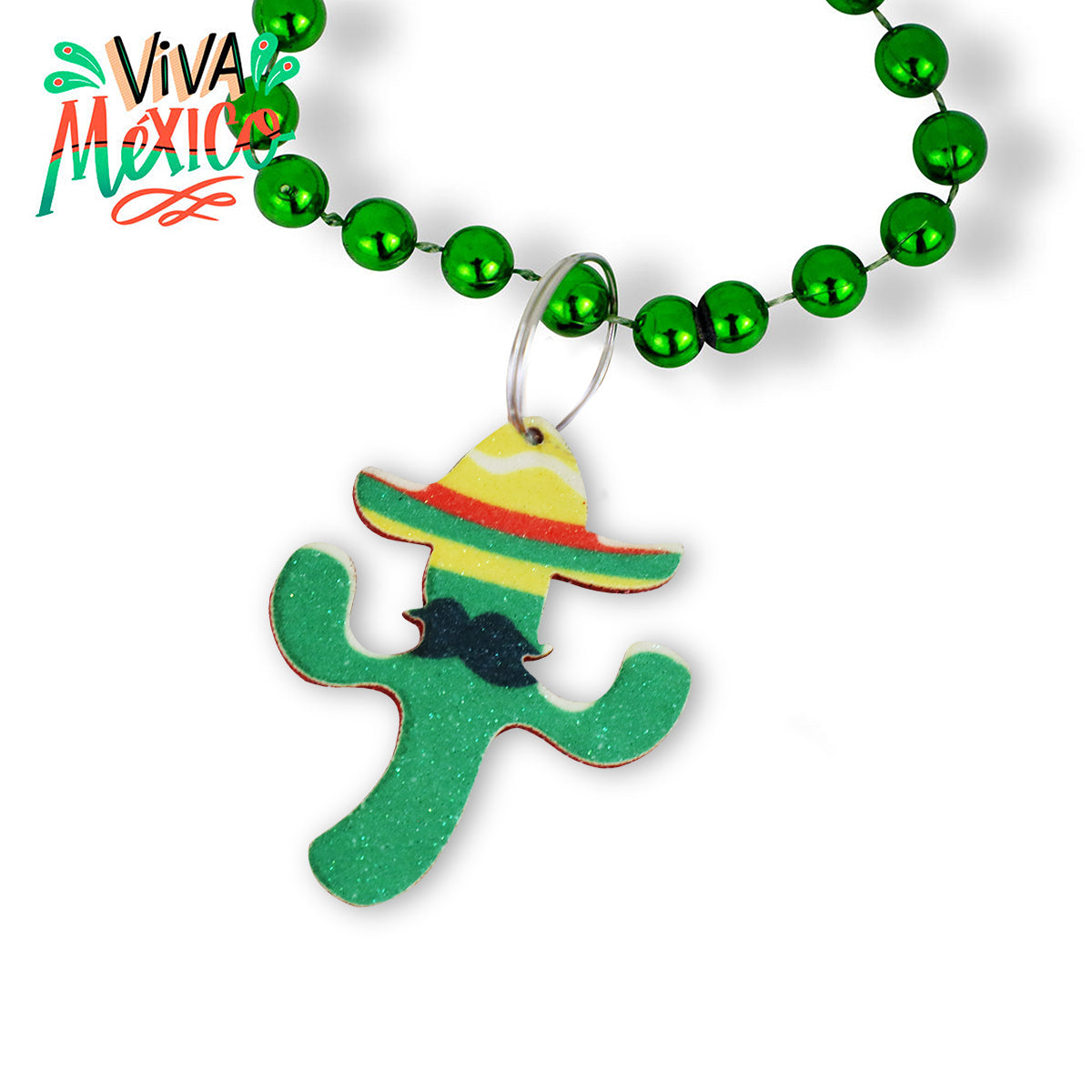 Collar color Verde con Colgante en Forma de Cactus