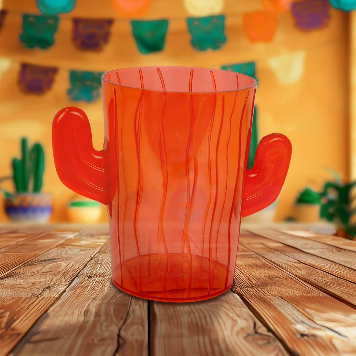 Vaso con Diseño de Cactus color Rojo para Fiestas Patrias