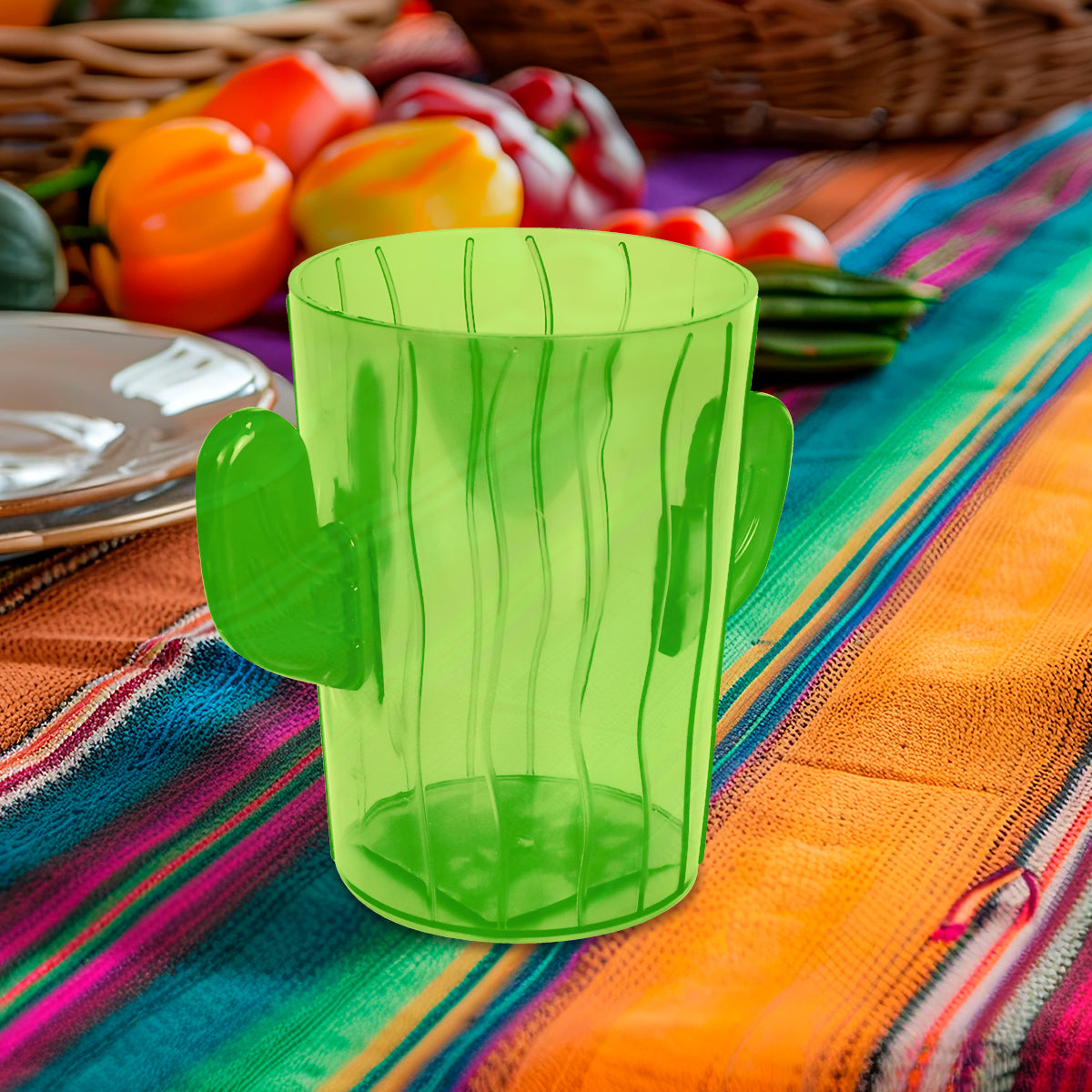 Vaso con Diseño de Cactus color Verde para Fiestas Patrias