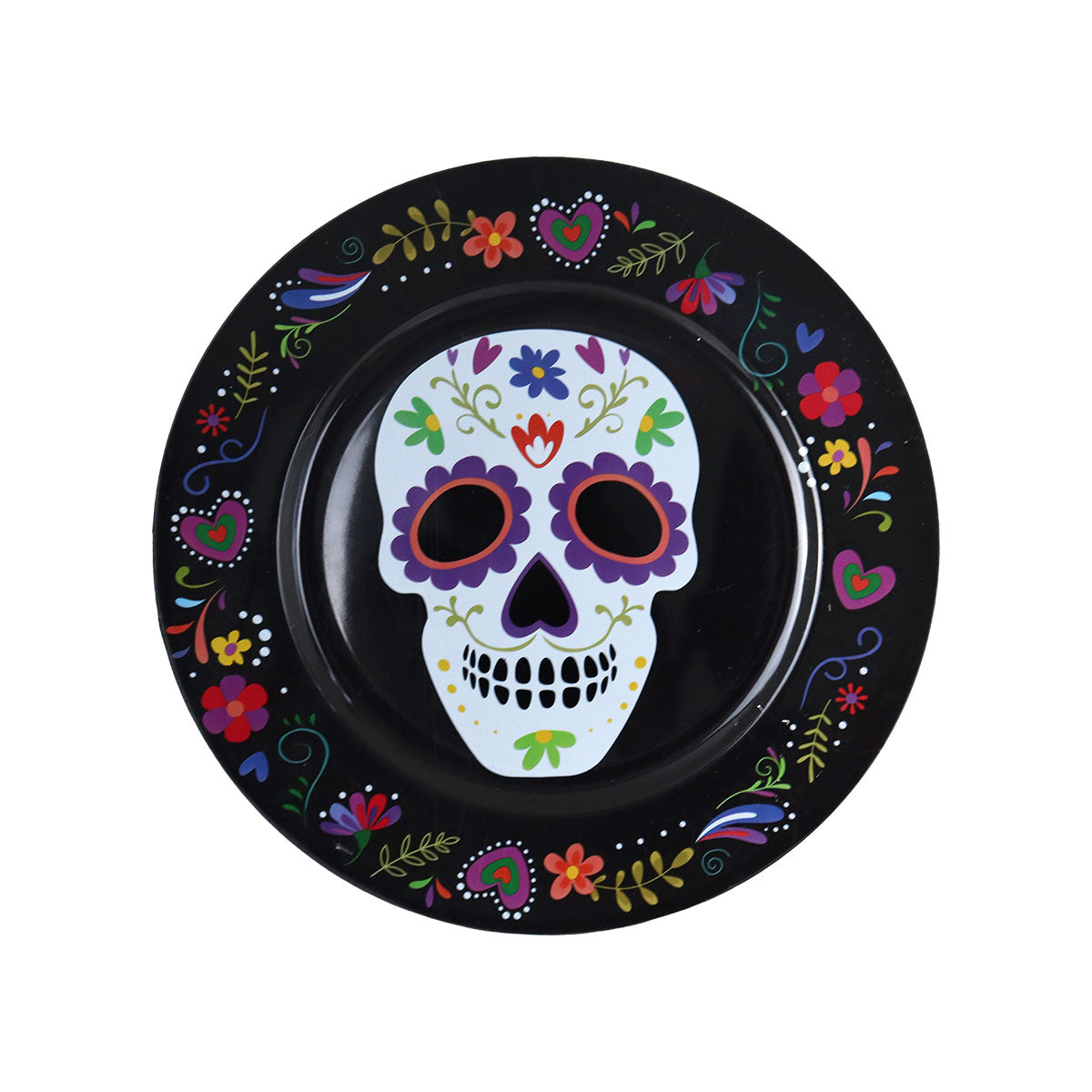 Plato con Diseño de Calavera de Azúcar color Negro