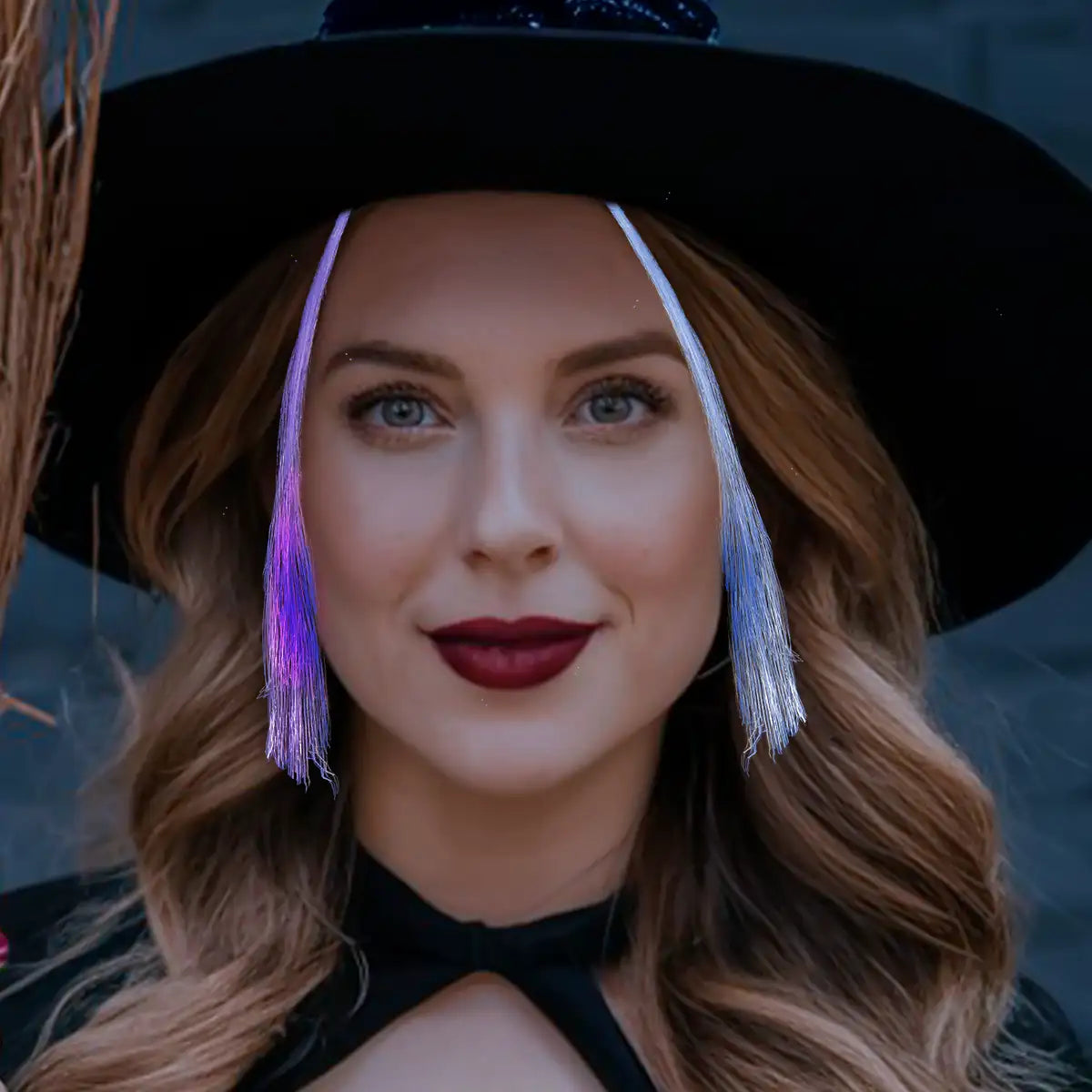 Extensiones de Cabello color Azul con Luz