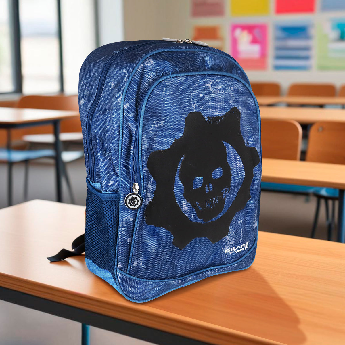 Mochila Escolar con Diseño de Gears of War, color Azul