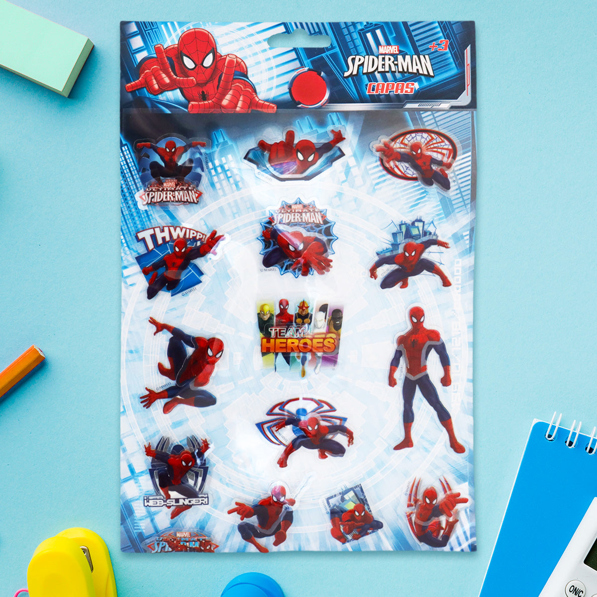 Planilla de Stickers con Diseño de Spiderman, Capas