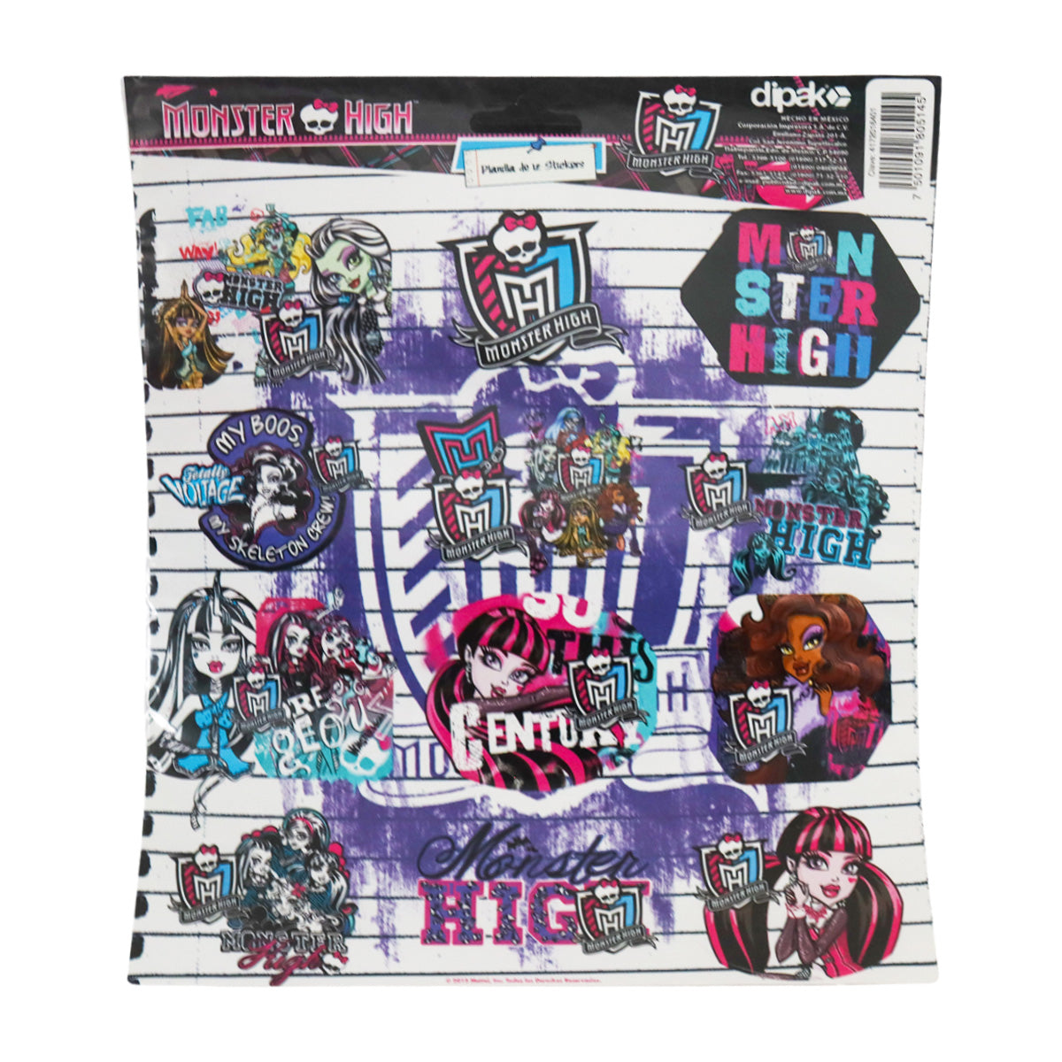 Planilla de Stickers con Diseño de Monster High