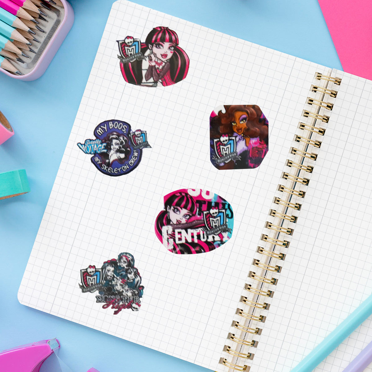 Planilla de Stickers con Diseño de Monster High