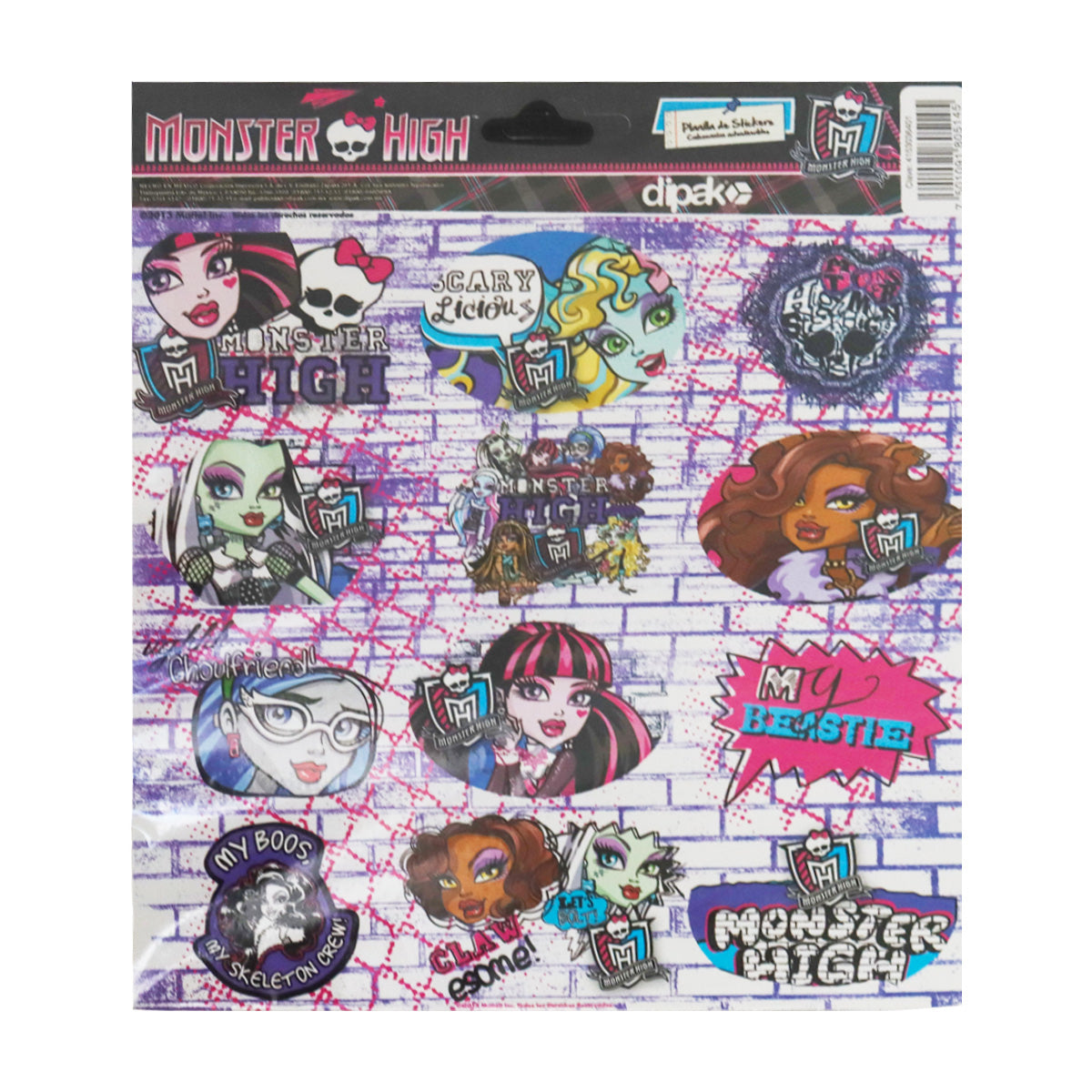 Planilla de Stickers con Diseño de Monster High