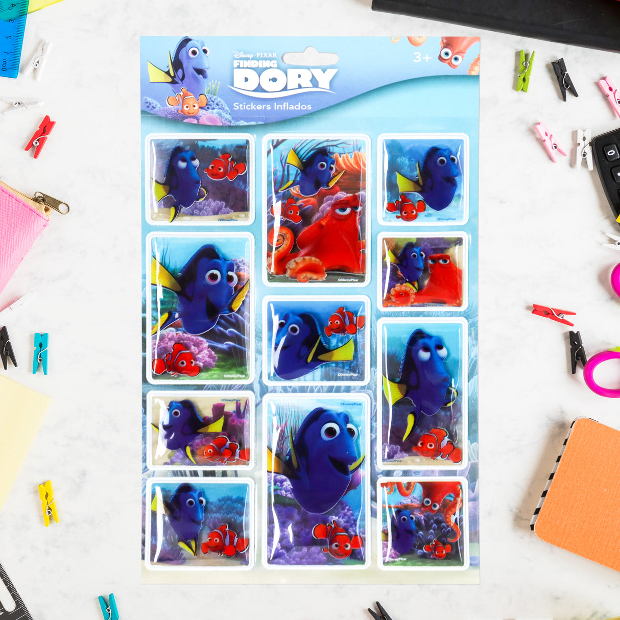 Planilla de Stickers Inflados con Diseño de Dory