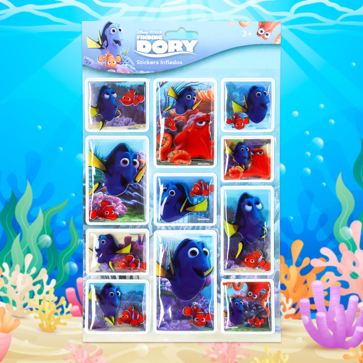 Planilla de Stickers Inflados con Diseño de Dory