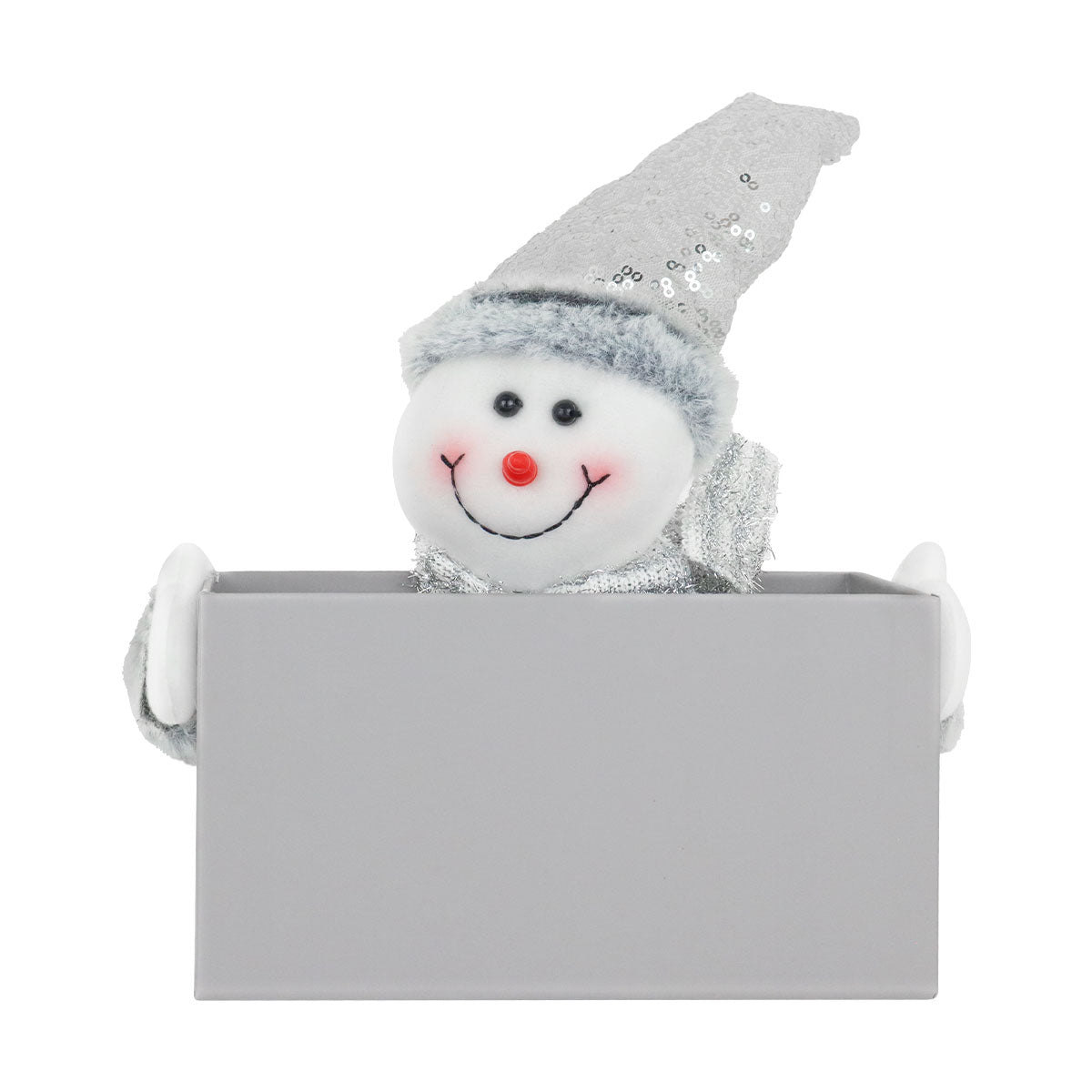 Caja color Gris con Decoración de Muñeco de Nieve