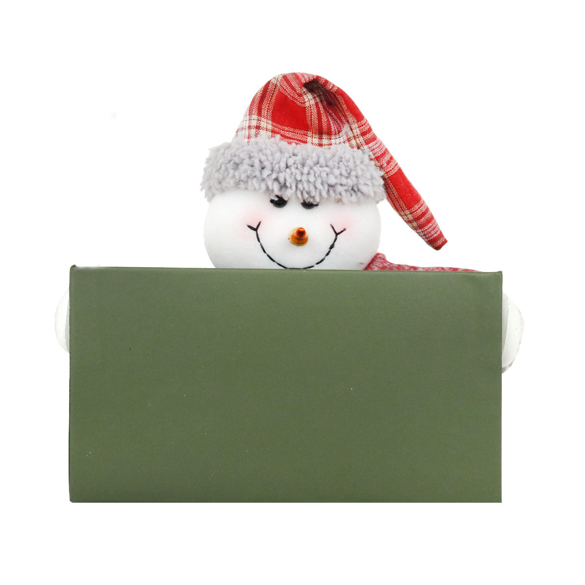 Caja color Verde con Decoración de Muñeco de Nieve