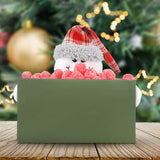 Caja color Verde con Decoración de Muñeco de Nieve