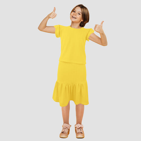 Conjunto de Blusa con Falda para Niña, color Amarillo
