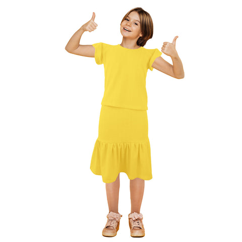Conjunto de Blusa con Falda para Niña, color Amarillo