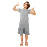 Conjunto de Blusa con Falda para Niña, color Gris