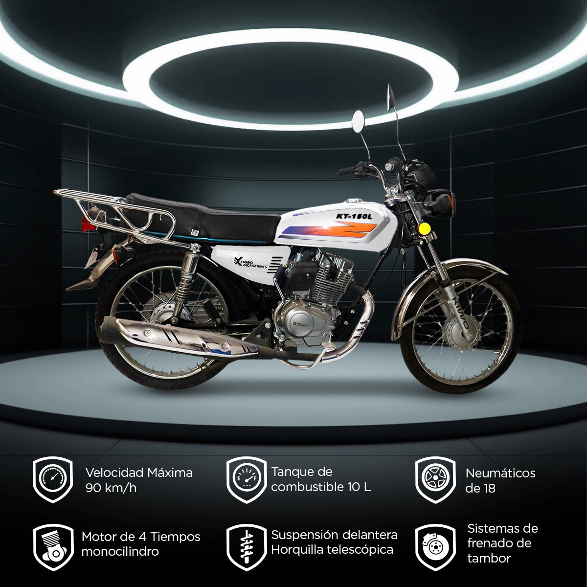 Motocicleta Kiwo KT-150L, color Blanco