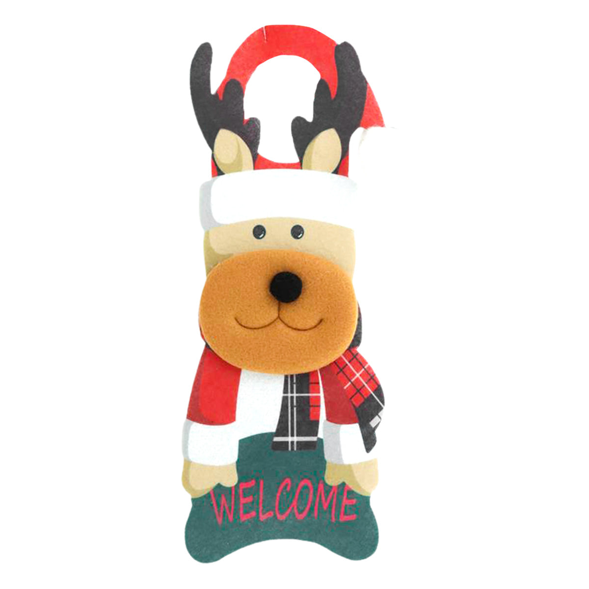 Colgante Navideño con Diseño de Reno "Welcome" para Picaporte