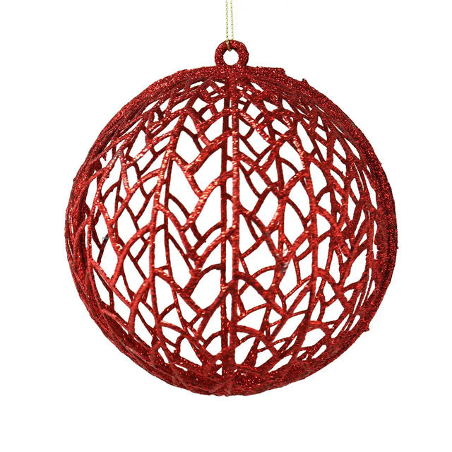 Esfera Decorada con Glitter color Rojo